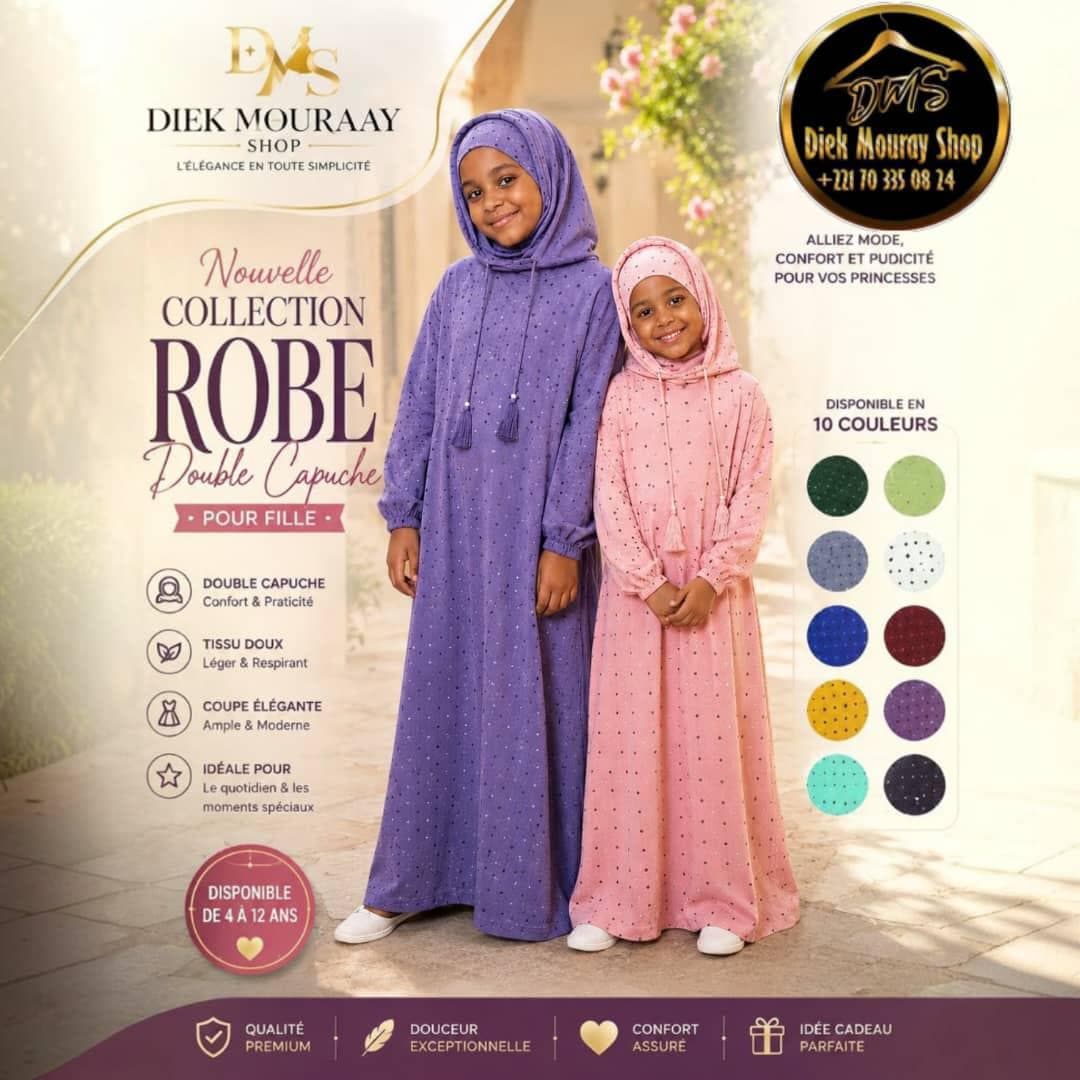Robe double capuche pour fille de 4 à 12 ans  — photo 1